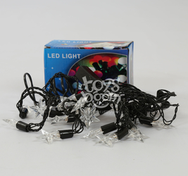 Гирлянда LED 28 ламп в виде звезд гладких, разноцветная