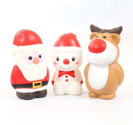 Сквиш-снеговик,дед мороз, олень.