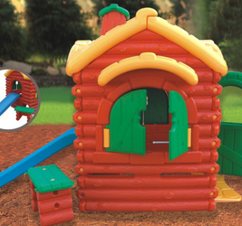 Игровая площадка; избушка с горкой.